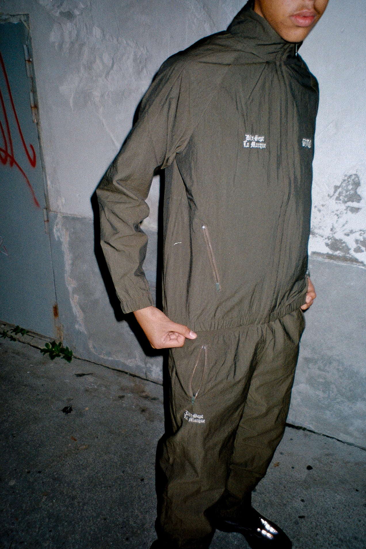 Khaki Windbreaker Track Jacket