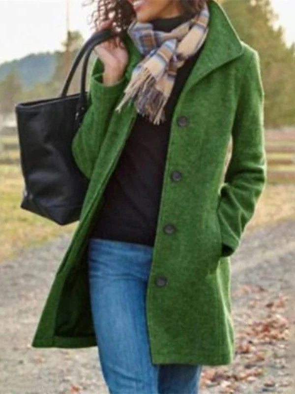 Ladies' Windproof Wool Overcoat for Winter Warmth