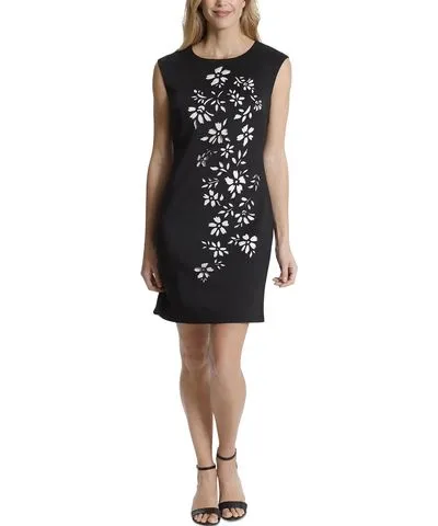 London Times Petites Womens Cut Out Mini Sheath Dress