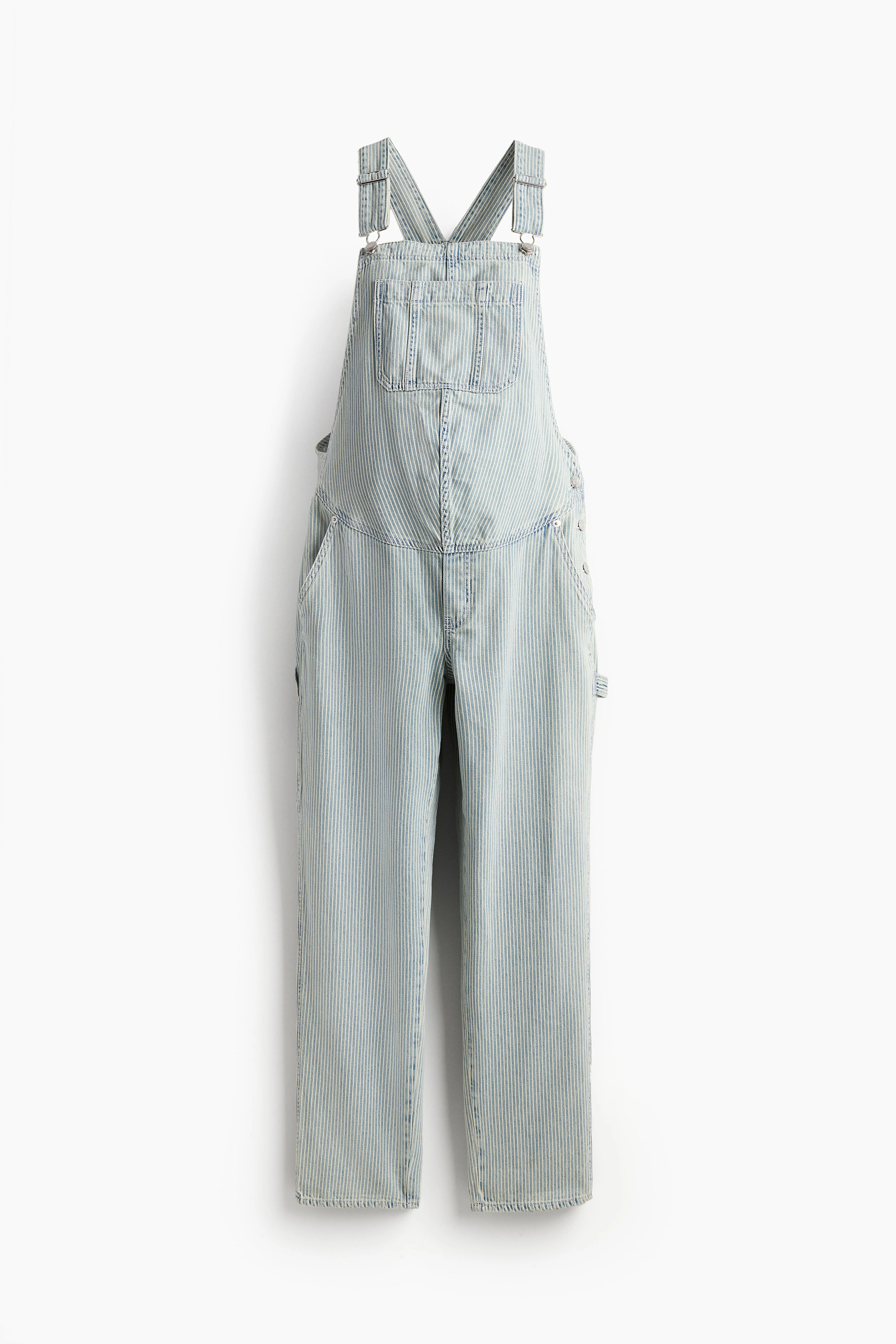 MAMA Ankle-length denim dungarees - Ankle length - Light denim blue/Striped - Ladies | H&M GB