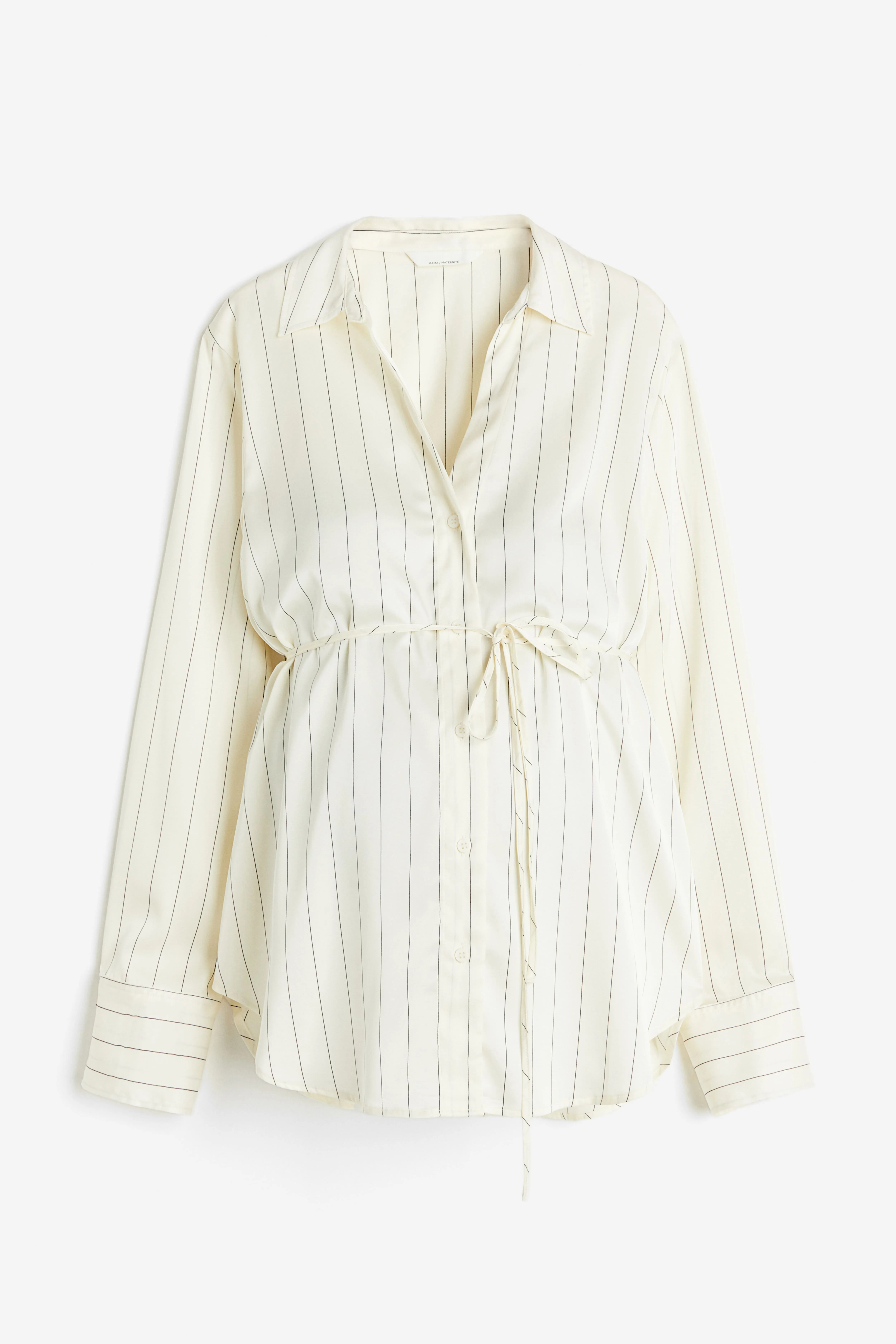 MAMA Before & After tie-belt shirt - Long sleeve - Regular length - Cream/Pinstriped - Ladies | H&M GB