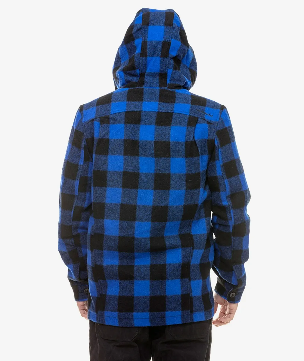 Men's Hudson Wool Hoody in Blue/Black Check - Swanndri NZ