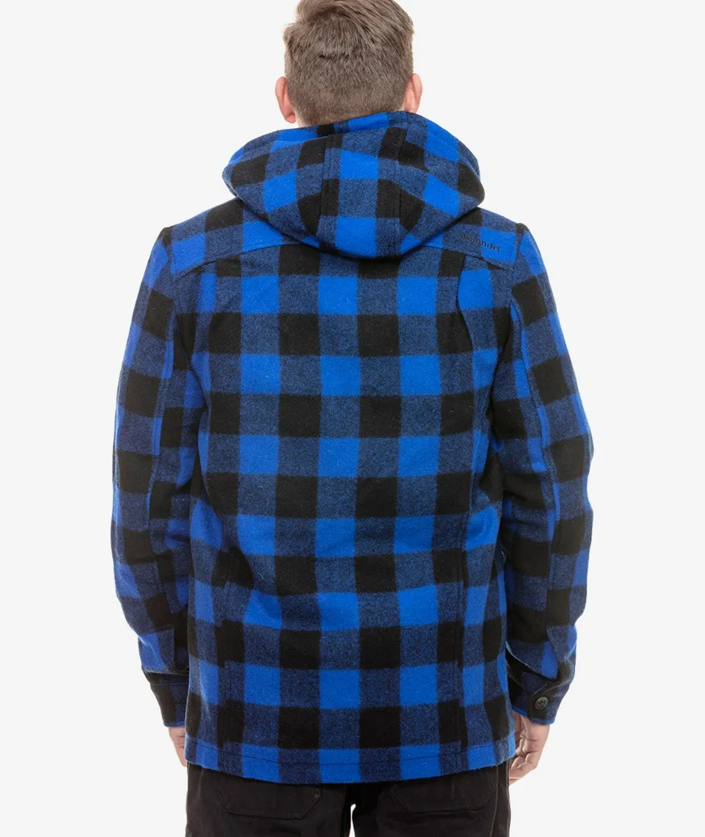 Men's Hudson Wool Hoody in Blue/Black Check - Swanndri NZ