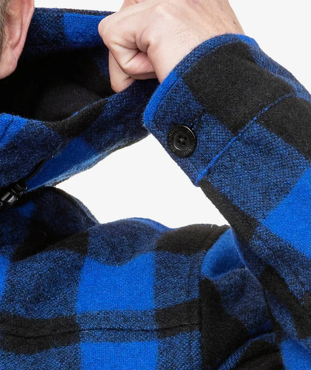 Men's Hudson Wool Hoody in Blue/Black Check - Swanndri NZ