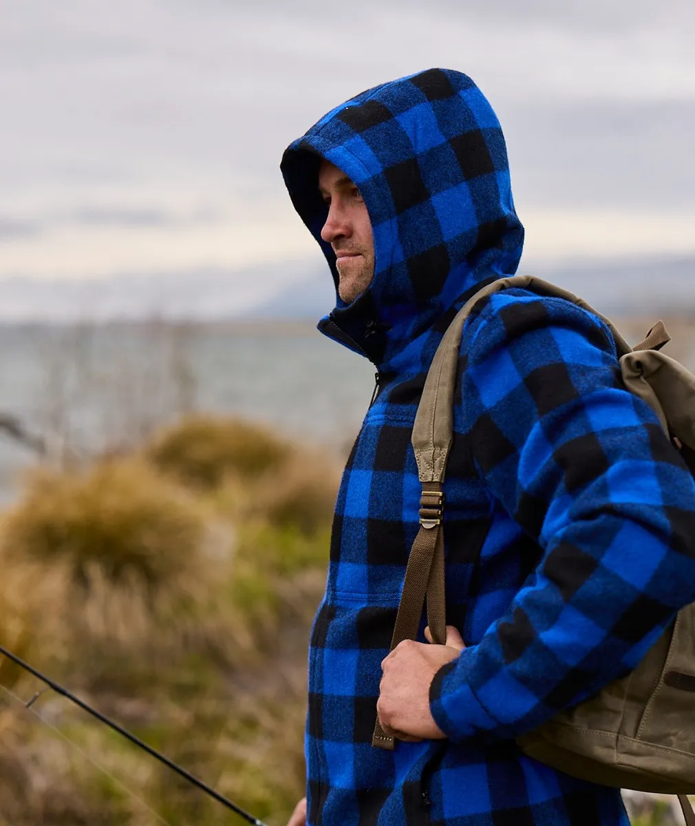 Men's Hudson Wool Hoody in Blue/Black Check - Swanndri NZ