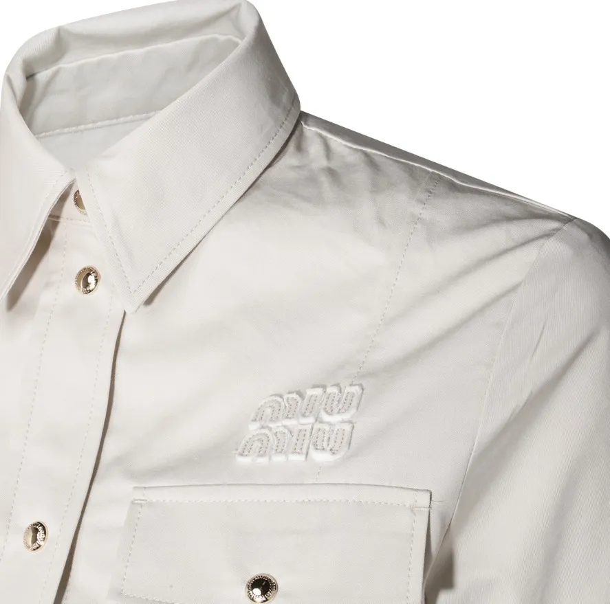 MiuMiu  |Plain Cotton Short Sleeves Logo Shirts & Blouses