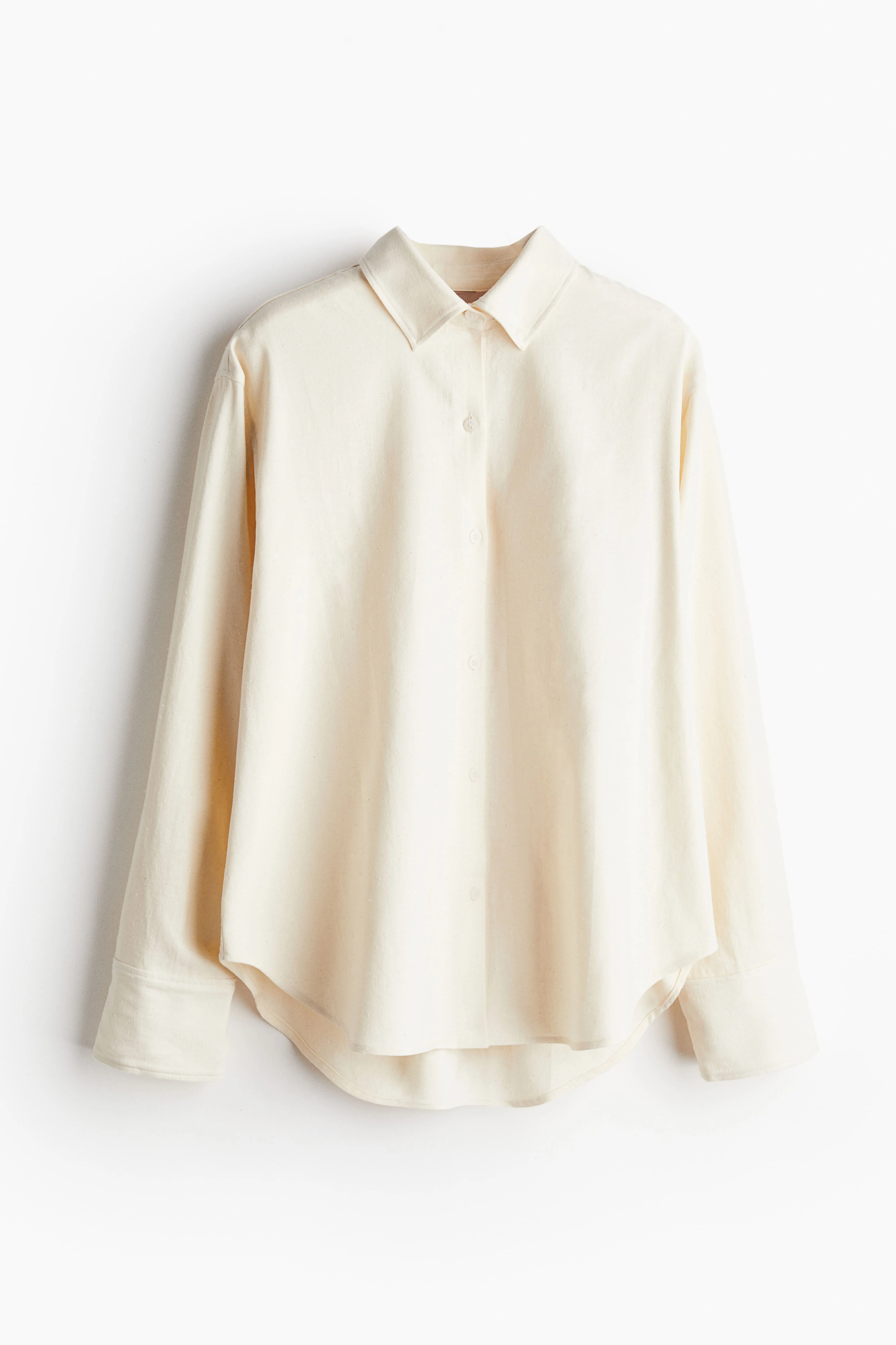 Nepped twill shirt - Long sleeve - Regular length - Cream - Ladies | H&M GB