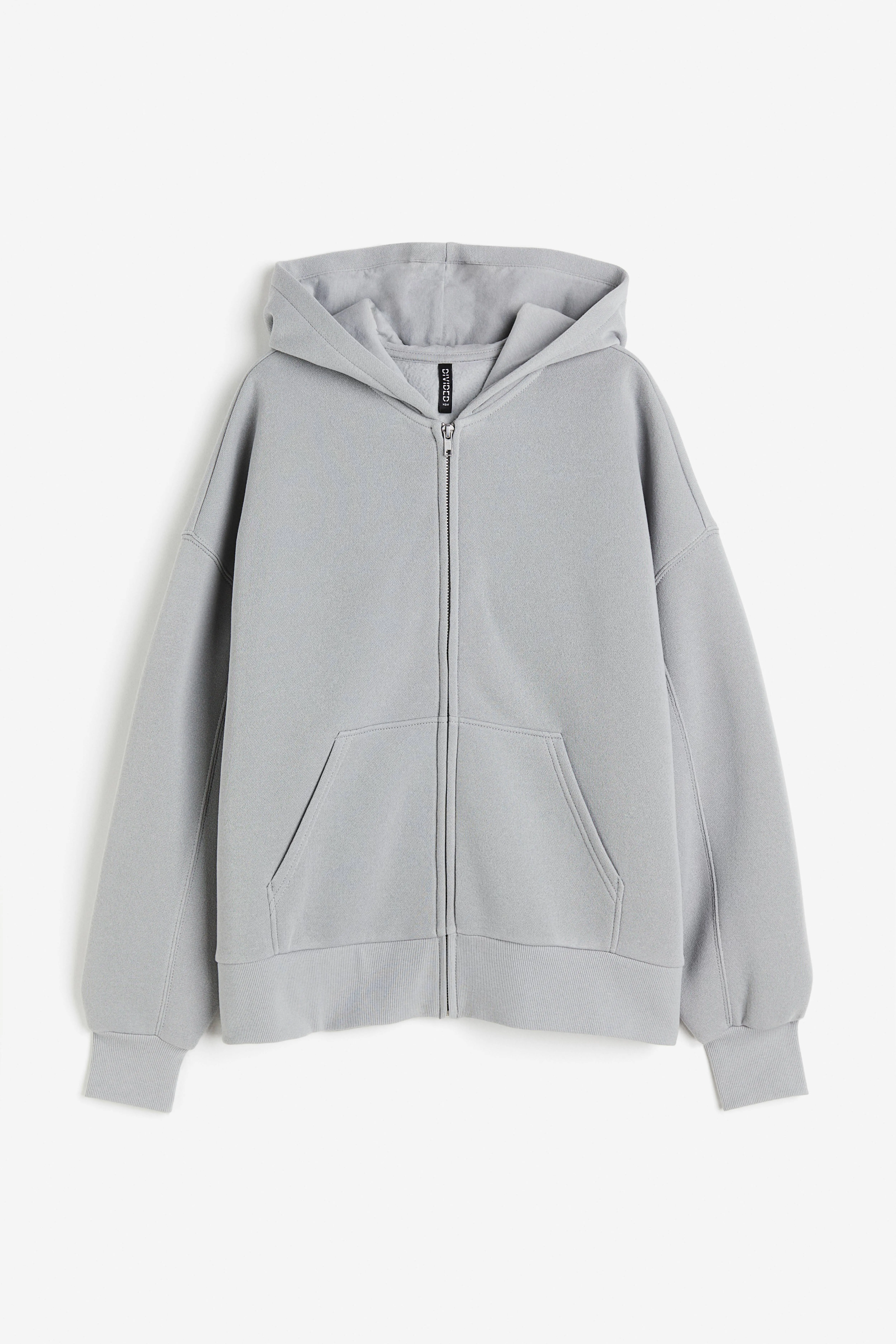 Oversized zip-through hoodie - Long sleeve - Regular length - Grey - Ladies | H&M GB