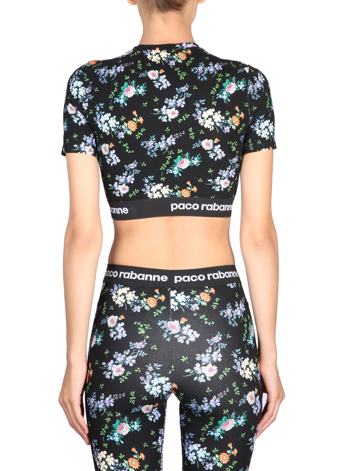 PACO RABANNE    CROPPED TOP WITH FLORAL PATTERN