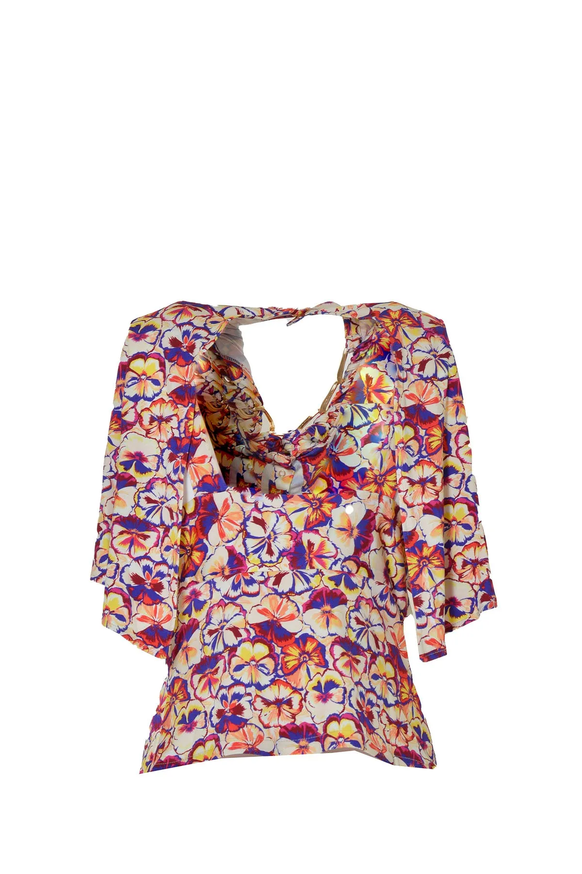 Paco Rabanne Draped Sleeve Floral Print Blouse