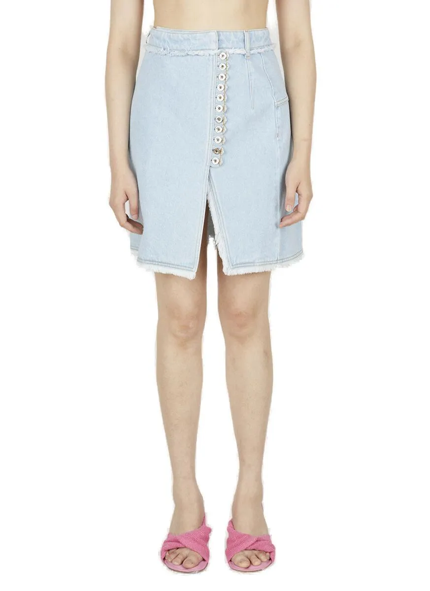 Paco Rabanne Front Split Denim Skirt