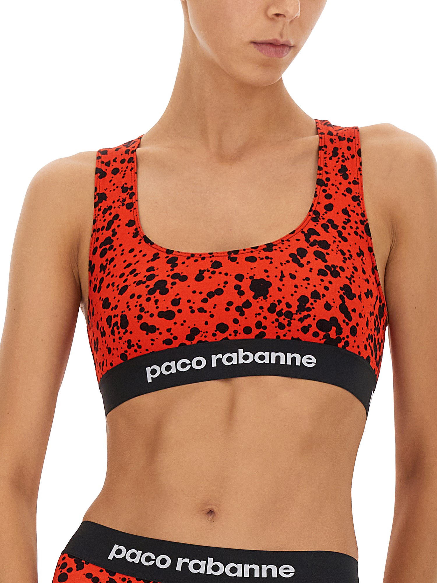 PACO RABANNE    VISCOSE BLEND TOP WITH LOGO BAND