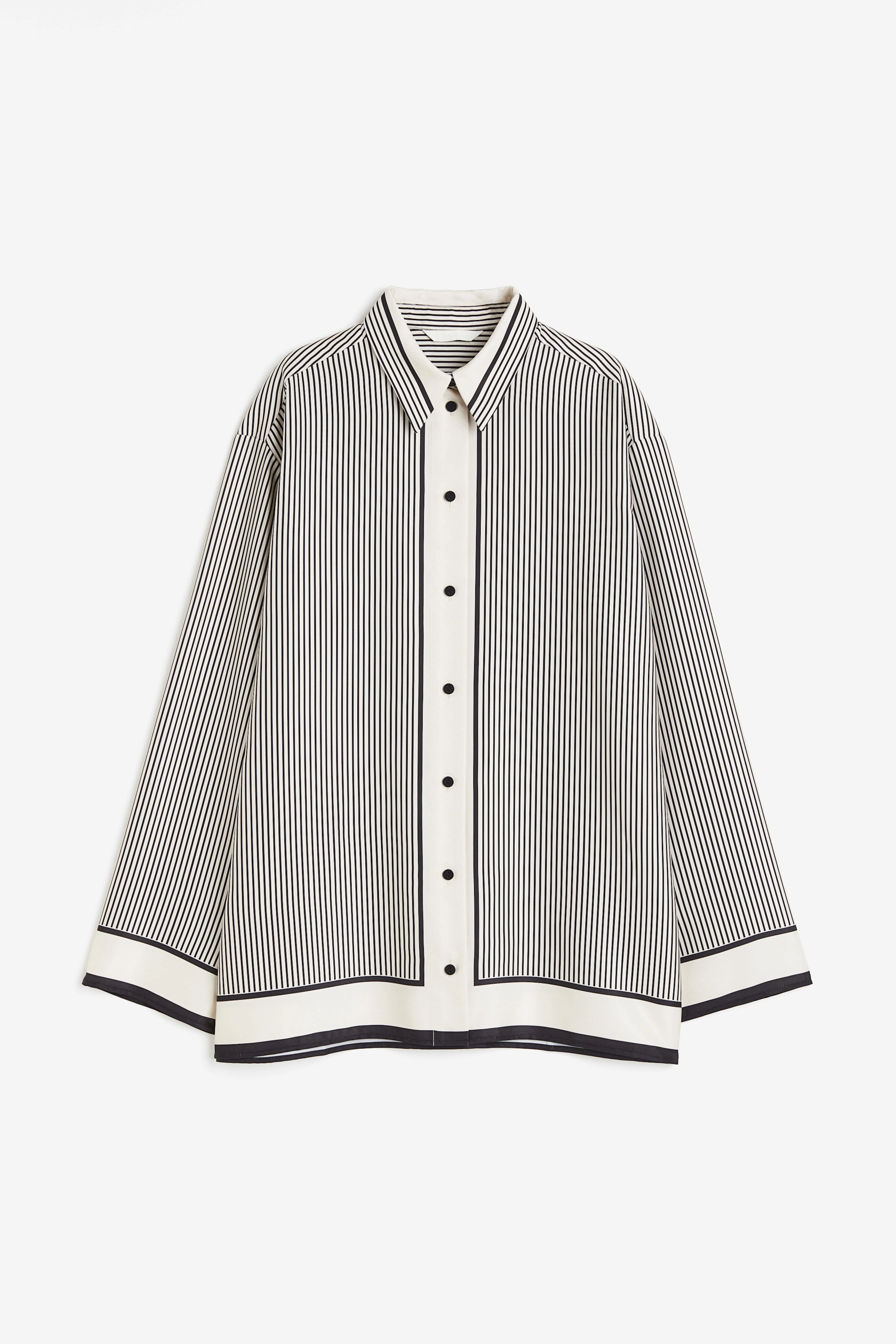 Patterned shirt - Long sleeve - Regular length - Cream/Striped - Ladies | H&M GB