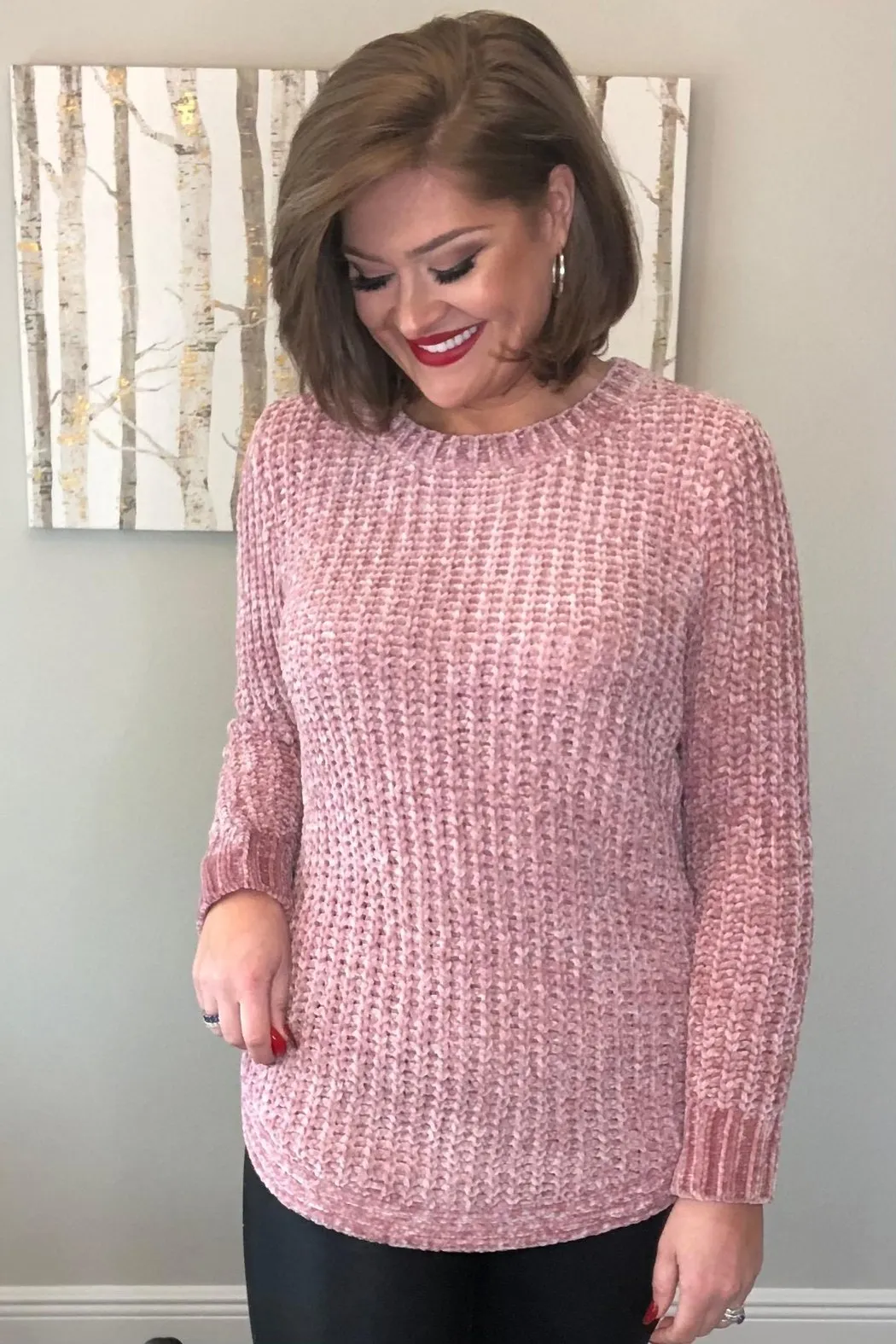 Pink Chenille Sweater