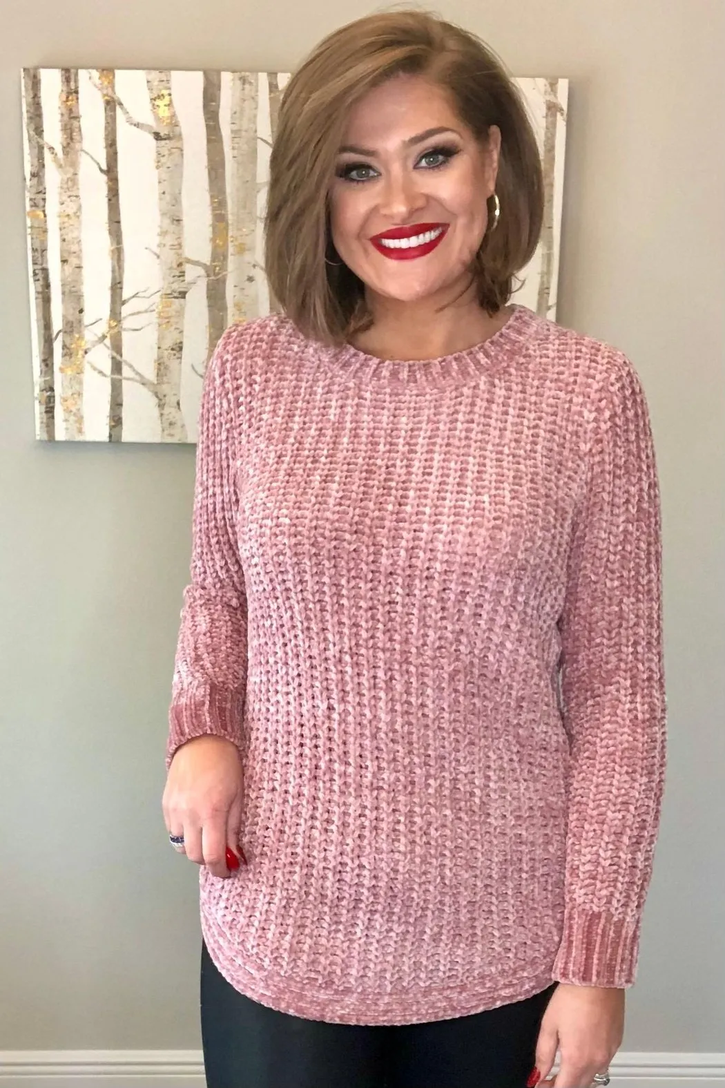 Pink Chenille Sweater