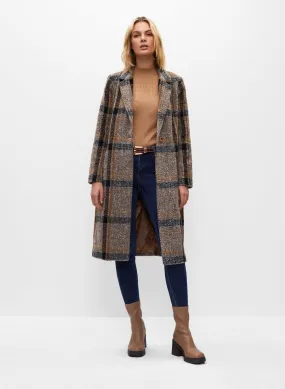 Plaid Wool Blend Coat