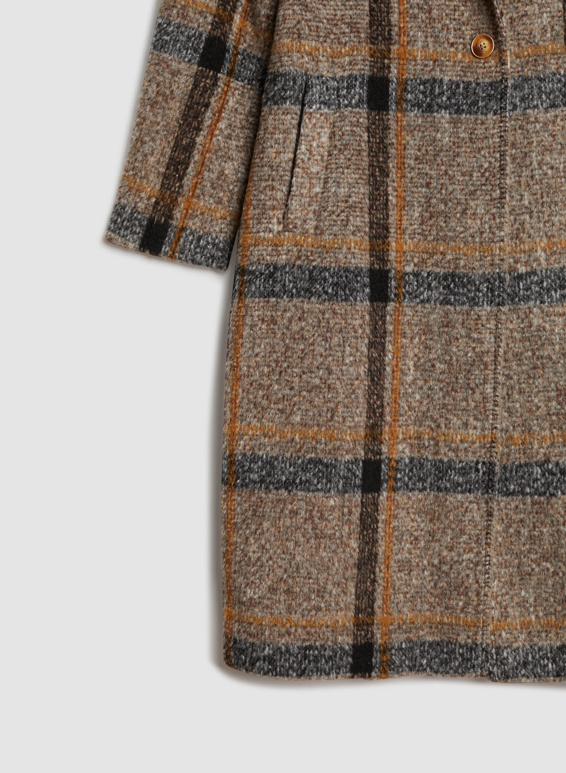 Plaid Wool Blend Coat