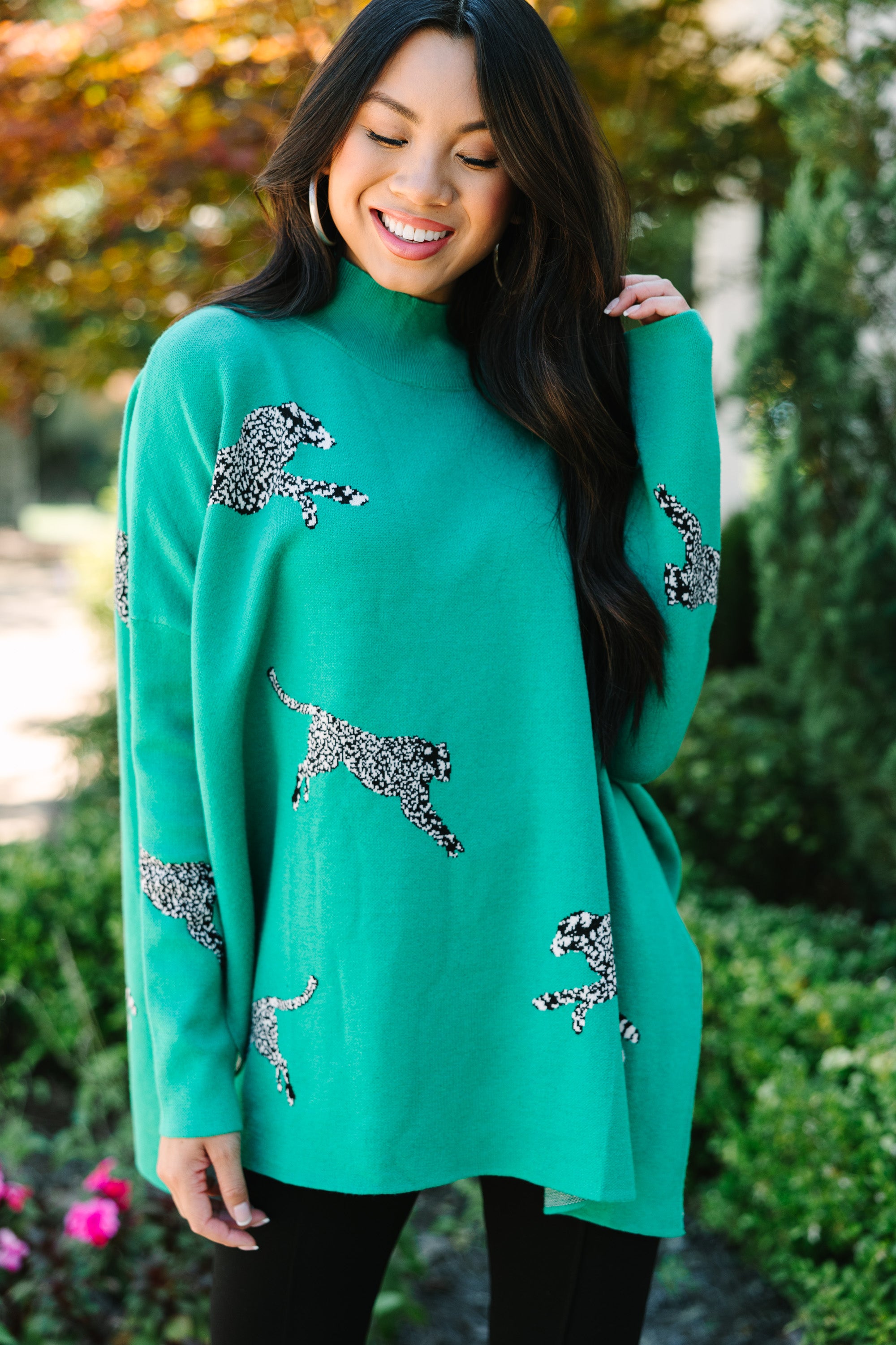 Quick Decisions Kelly Green Cheetah Sweater