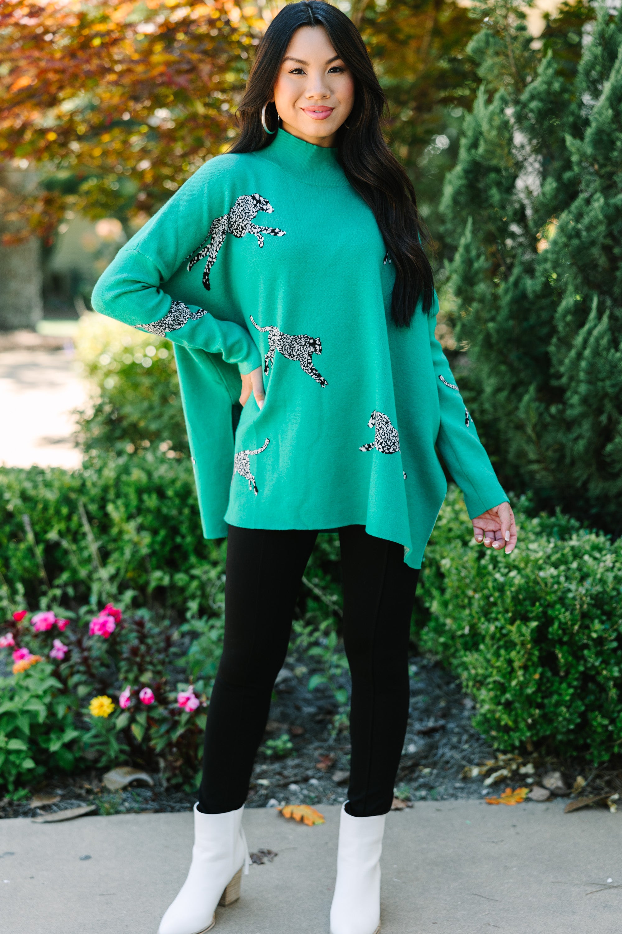 Quick Decisions Kelly Green Cheetah Sweater