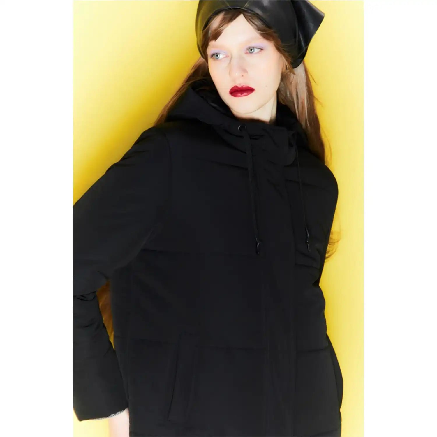 Quilted Long Parka - Black