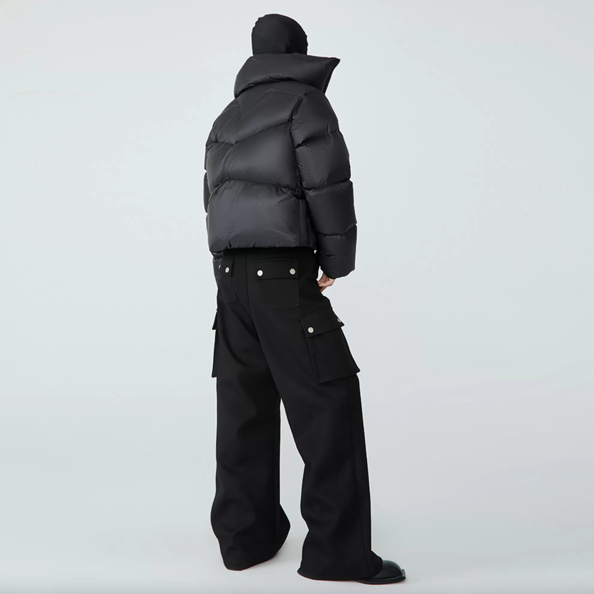 QUILTED SHELL DOWN JACKET - BLACK