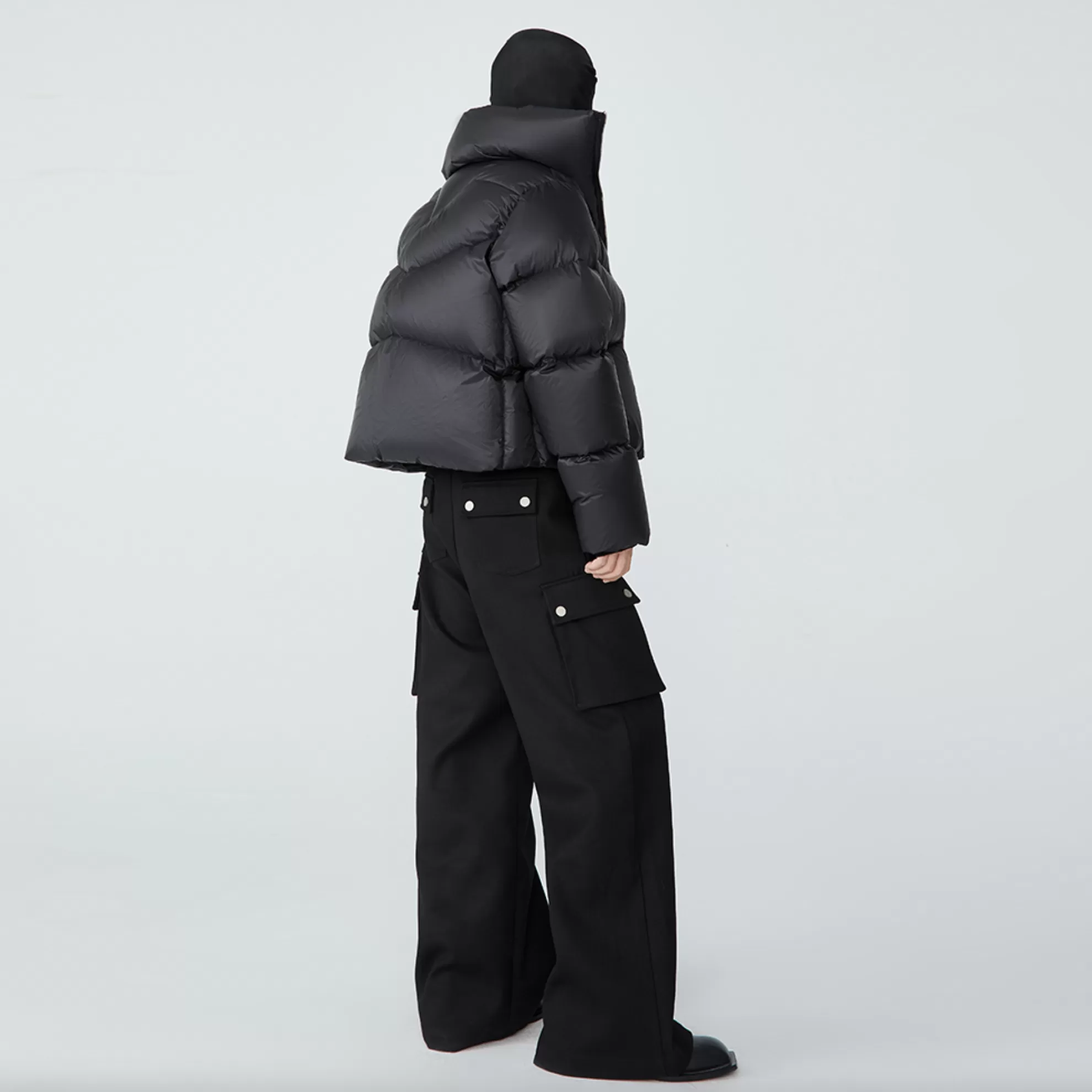 QUILTED SHELL DOWN JACKET - BLACK