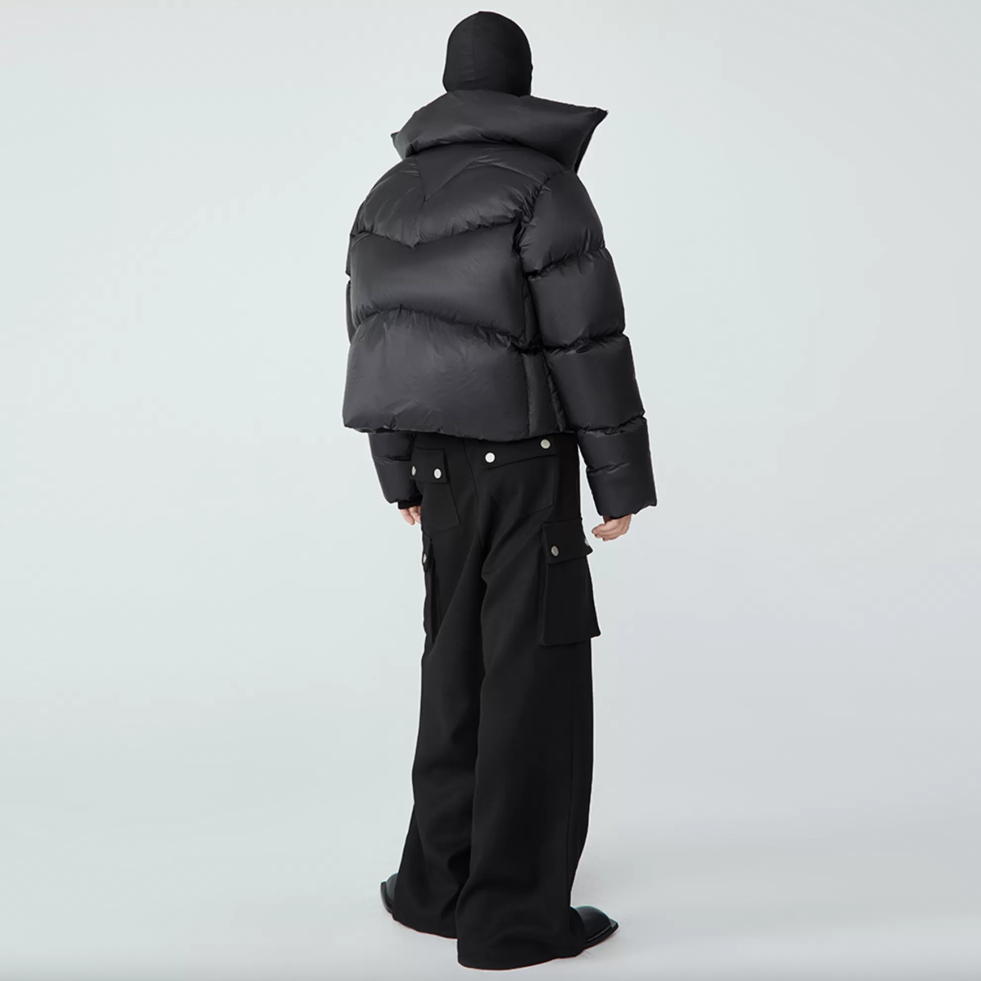 QUILTED SHELL DOWN JACKET - BLACK