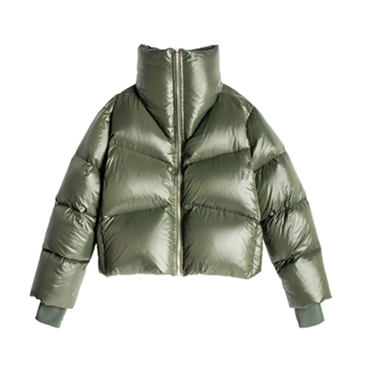 QUILTED SHELL DOWN JACKET - OLIVE GREEN