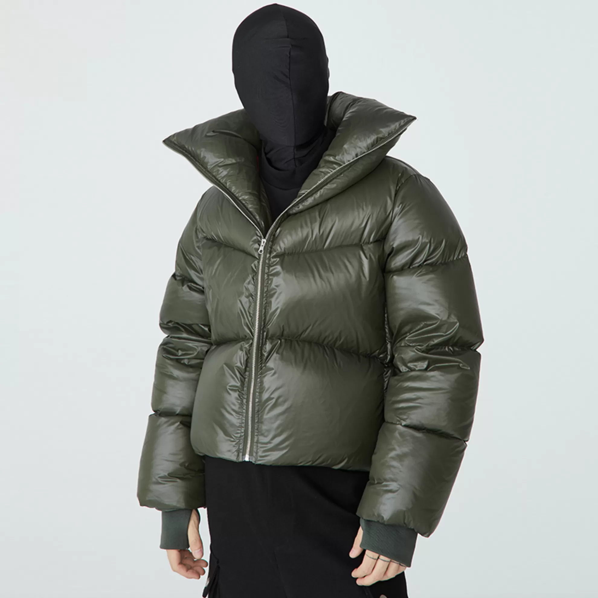 QUILTED SHELL DOWN JACKET - OLIVE GREEN