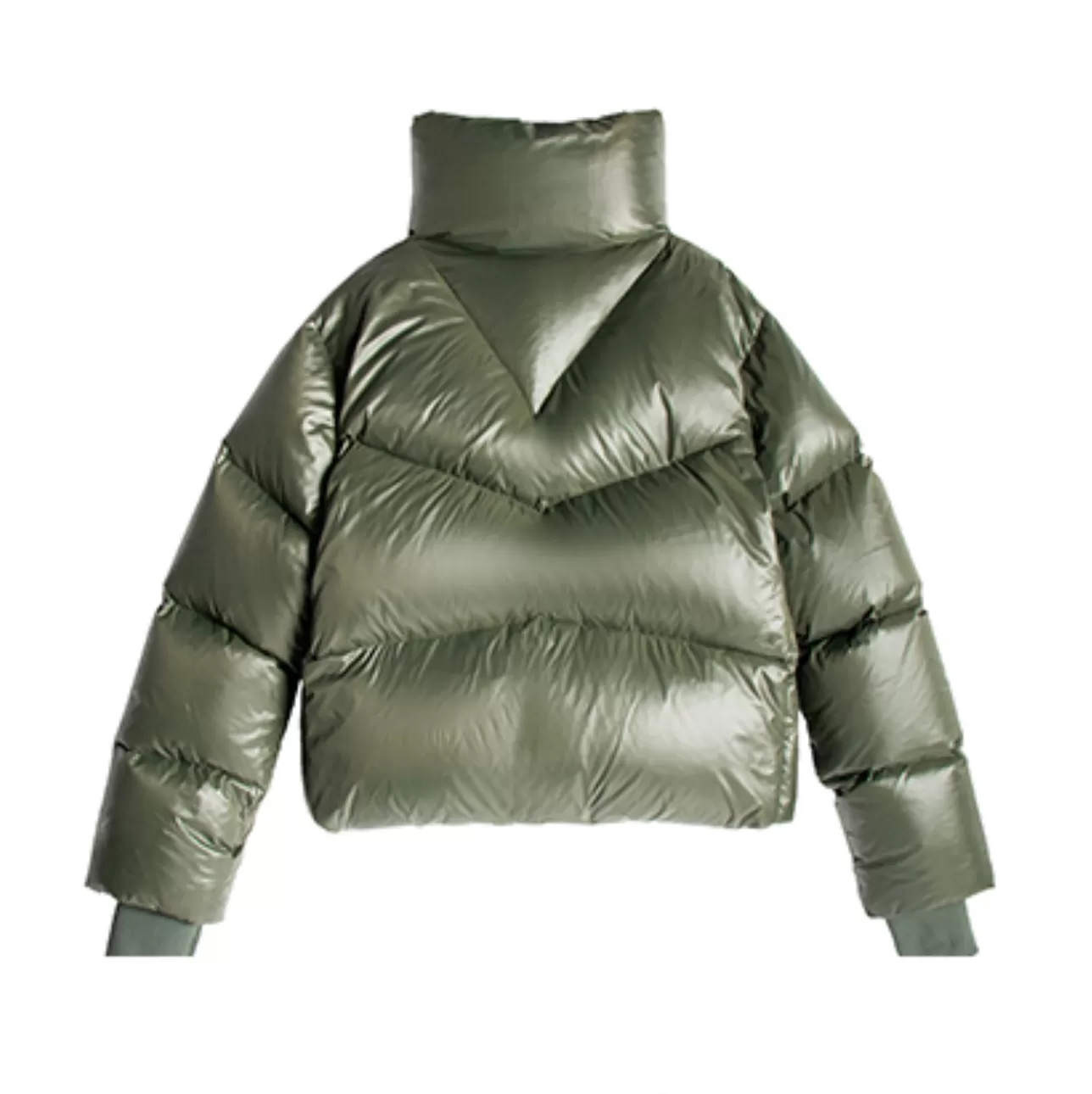 QUILTED SHELL DOWN JACKET - OLIVE GREEN