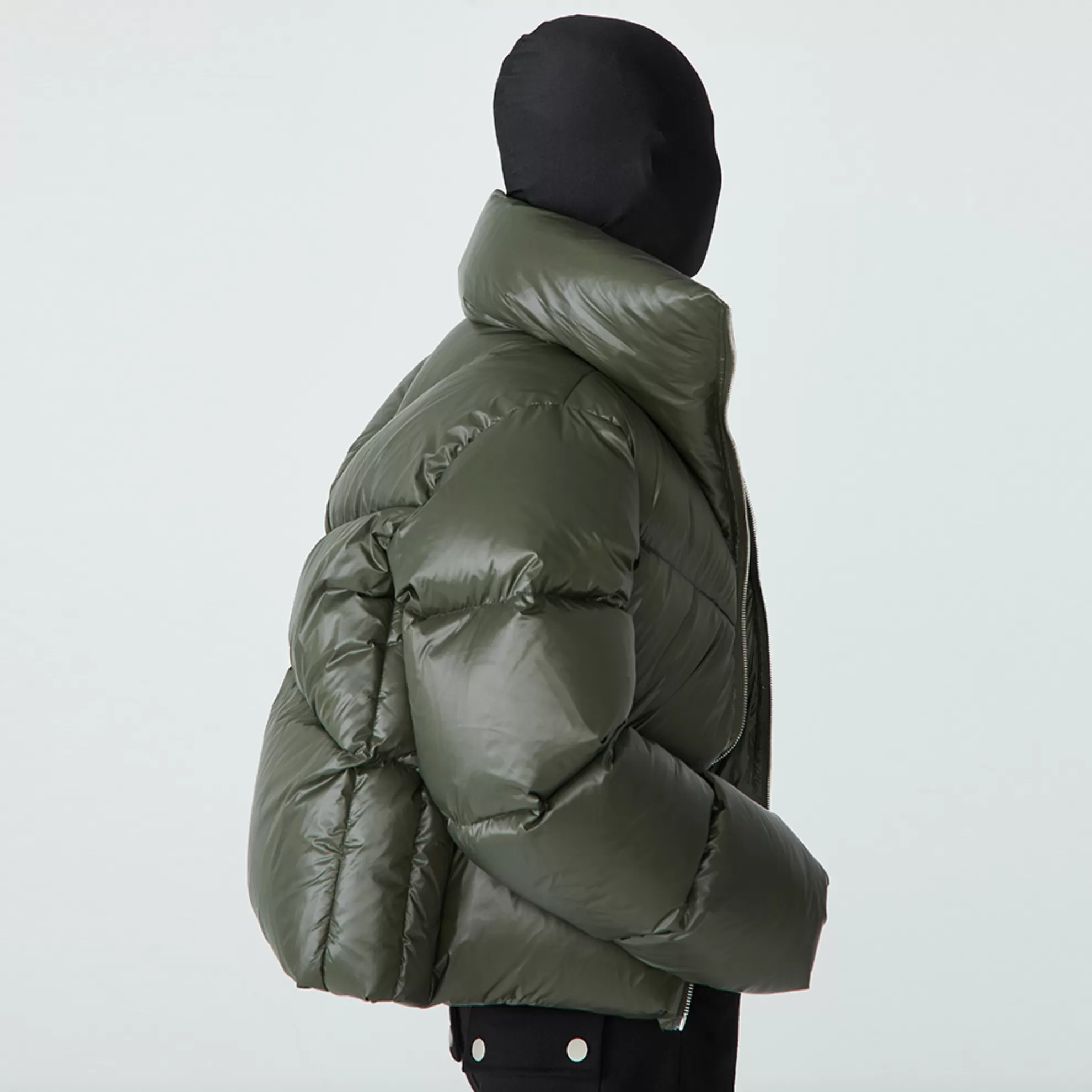 QUILTED SHELL DOWN JACKET - OLIVE GREEN