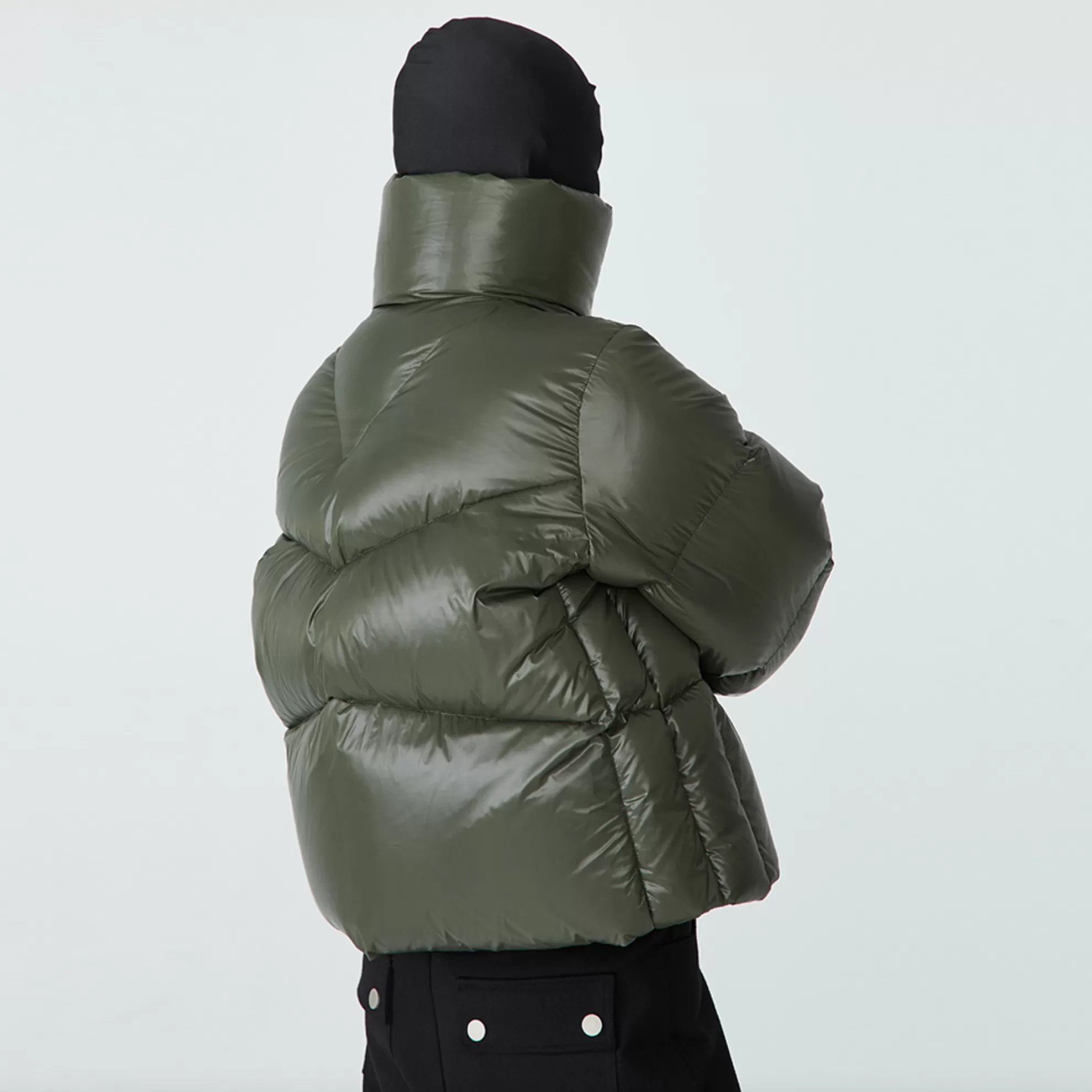 QUILTED SHELL DOWN JACKET - OLIVE GREEN