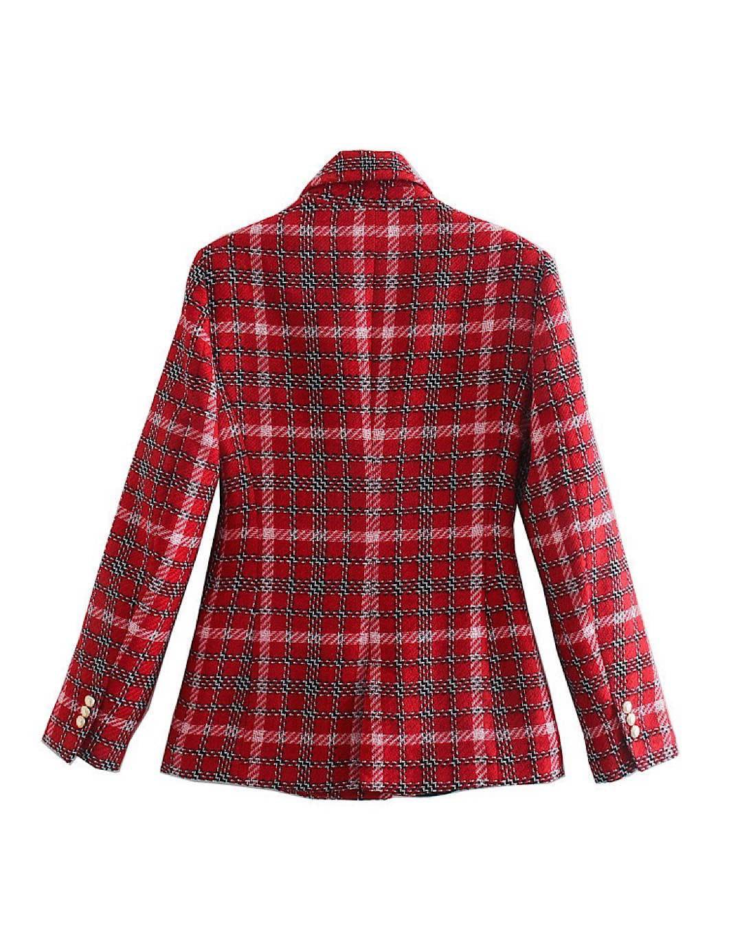 Red Plaid Tweed Blazer