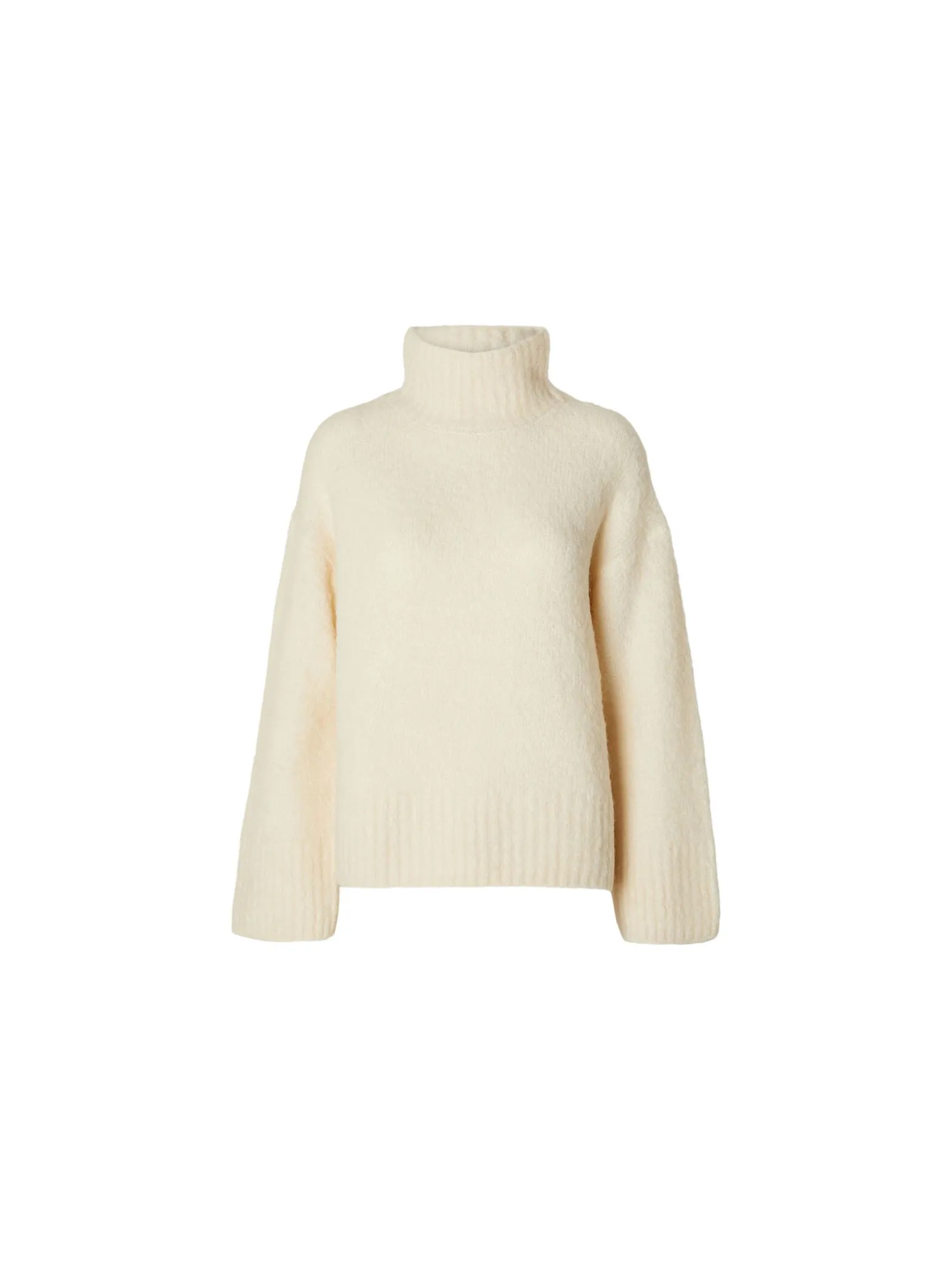 SELECTED FEMME SWEATER GABELLA LS KNIT HIGH-NECK BIRCH