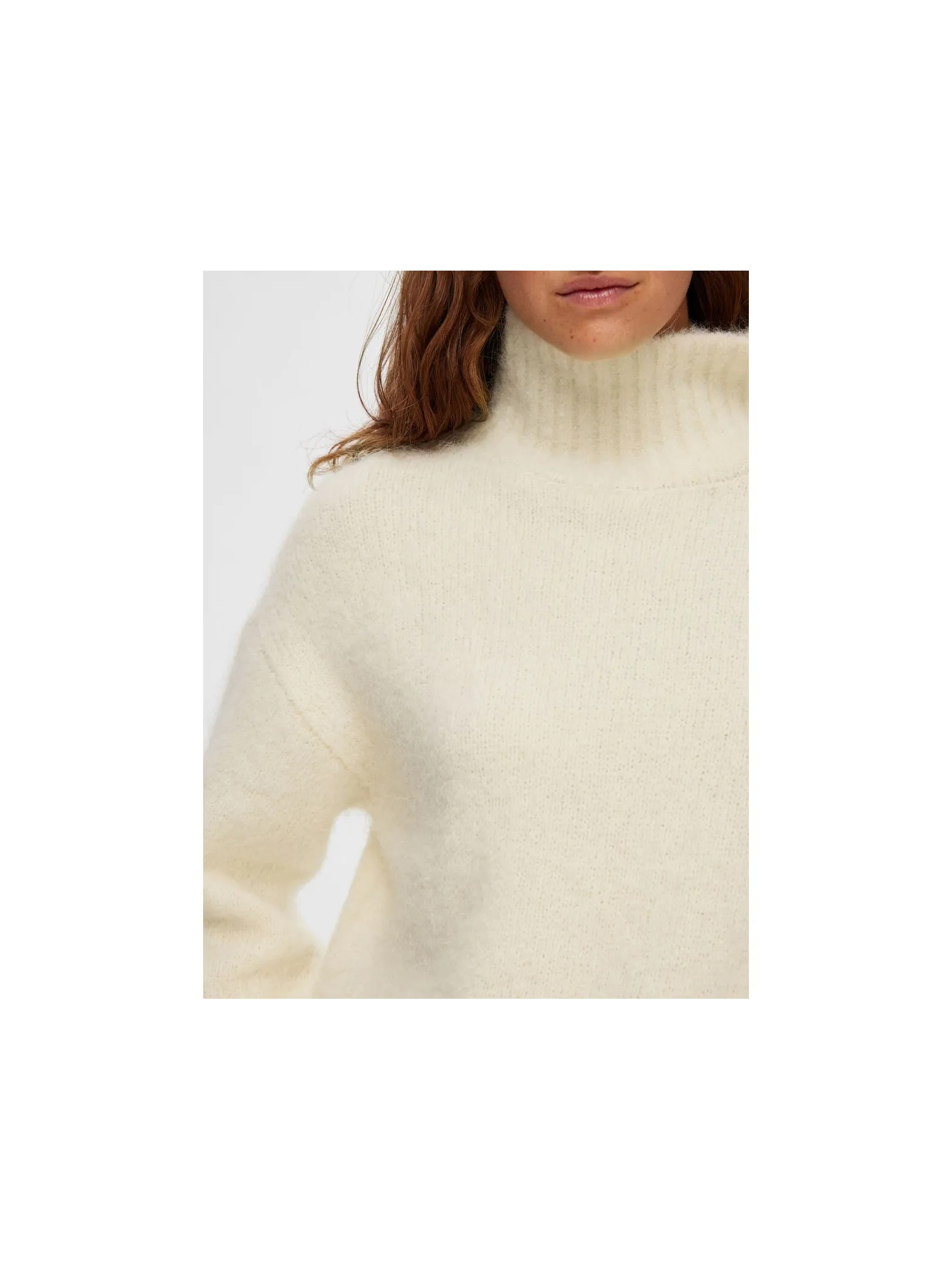 SELECTED FEMME SWEATER GABELLA LS KNIT HIGH-NECK BIRCH