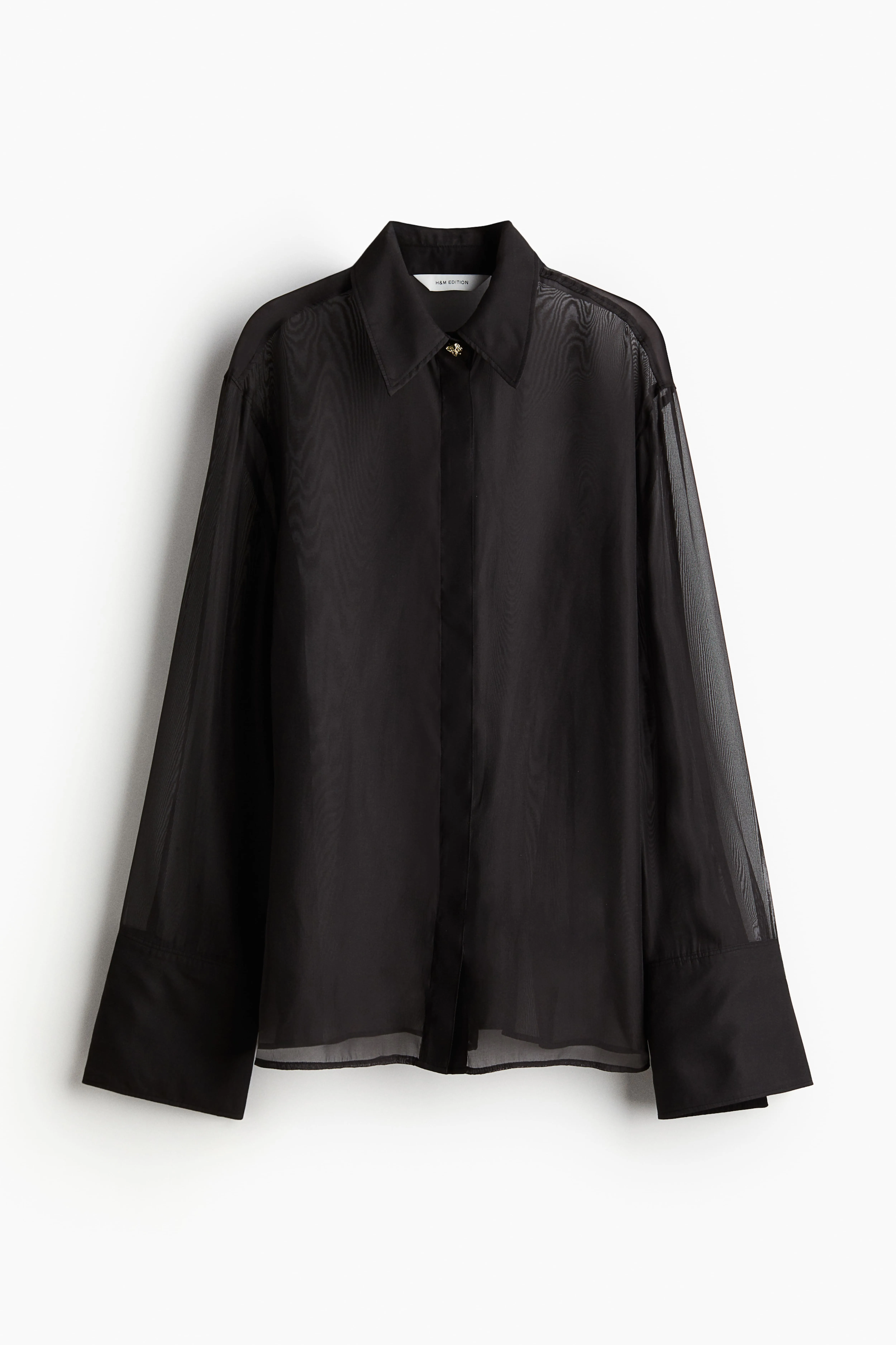 Sheer shirt - Long sleeve - Regular length - Black - Ladies | H&M GB