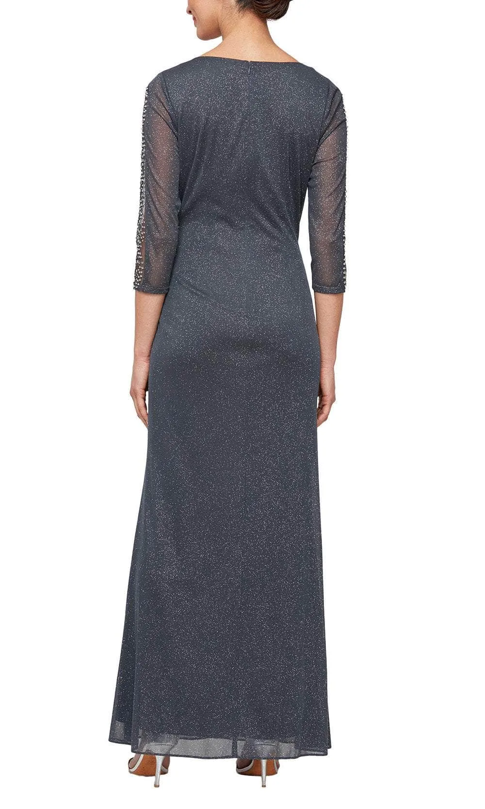 SLNY 9133251 - Quarter Sleeve Sheath Evening Dress