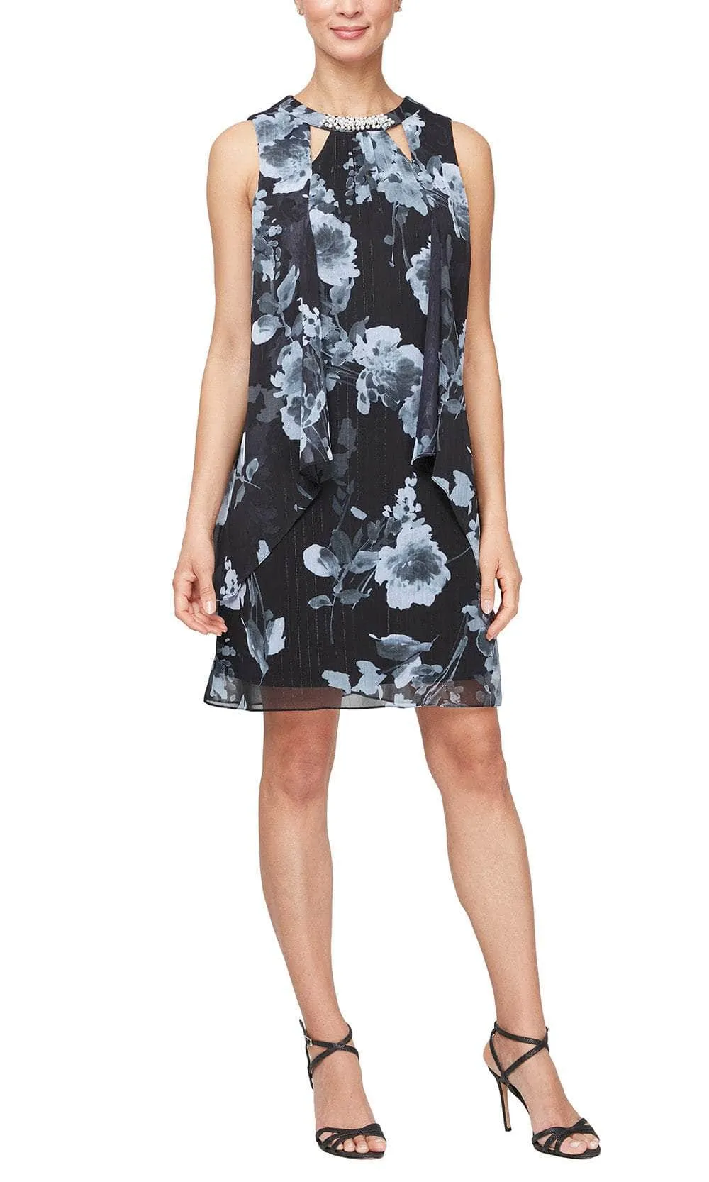 SLNY 9171927 - Floral Cutout Short Dress