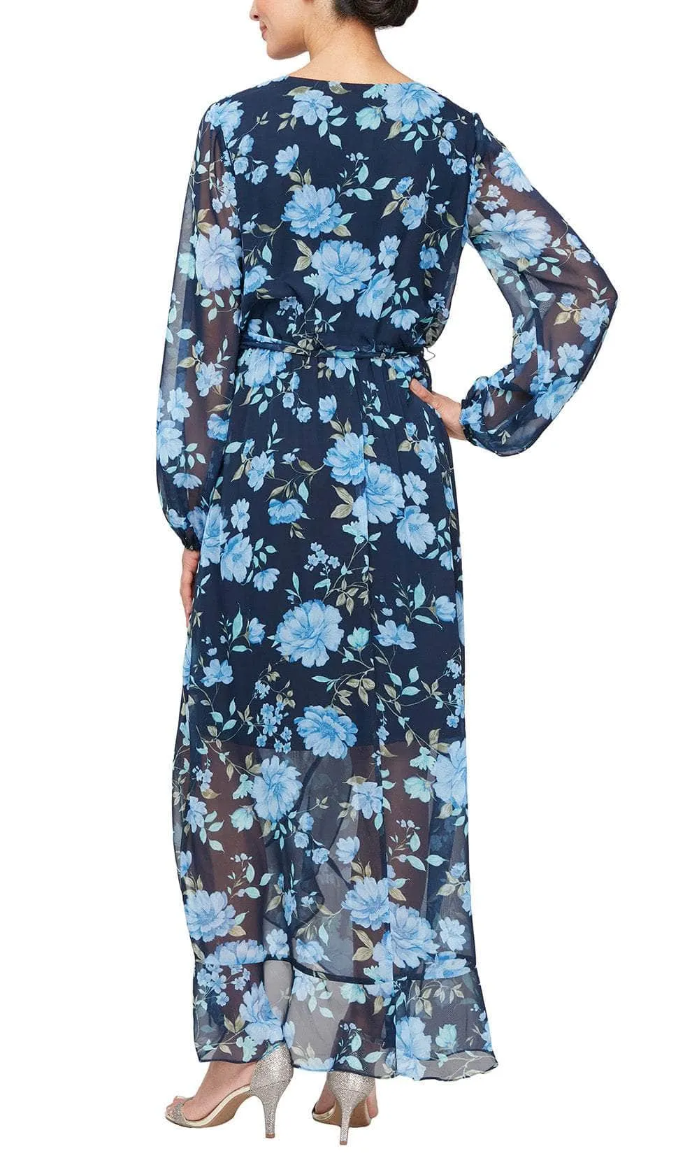 SLNY 9171942 - Floral Wrap Long Dress