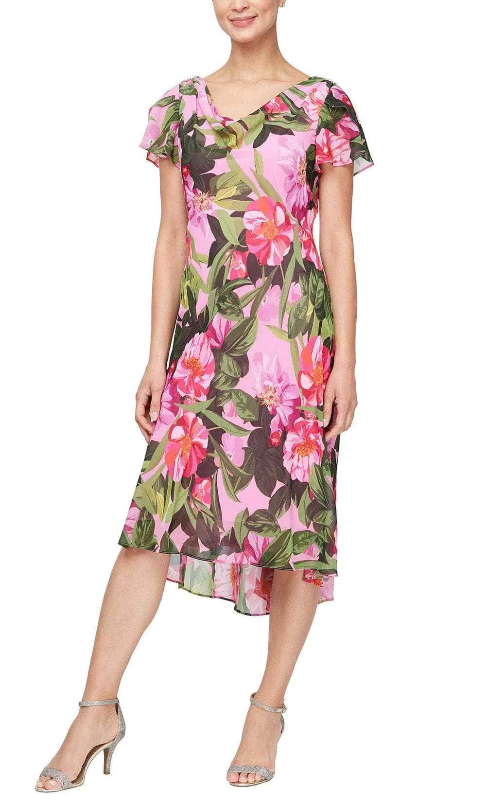 SLNY 9171950 - Short Sleeve Floral Dress