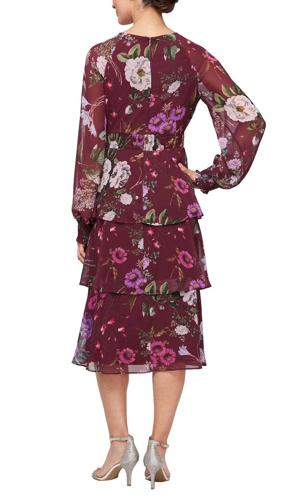 SLNY 9171970 - Bishop Sleeve Floral Dress