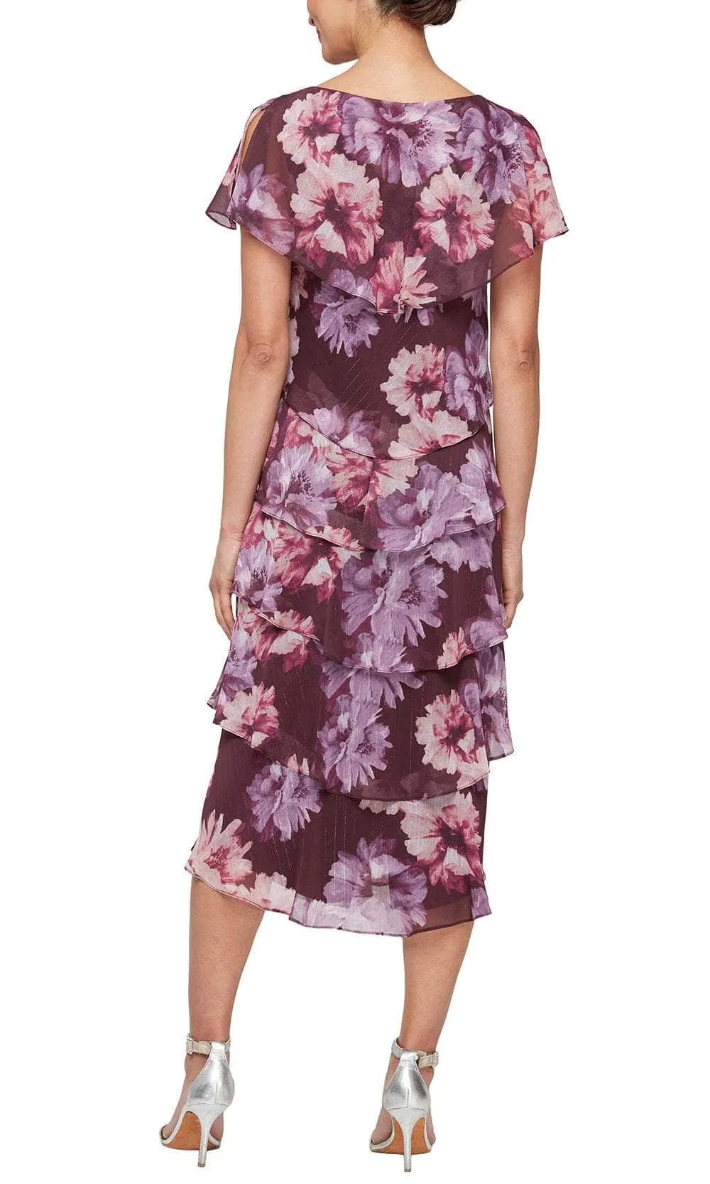 SLNY 9171975 - Tea Length Floral Dress