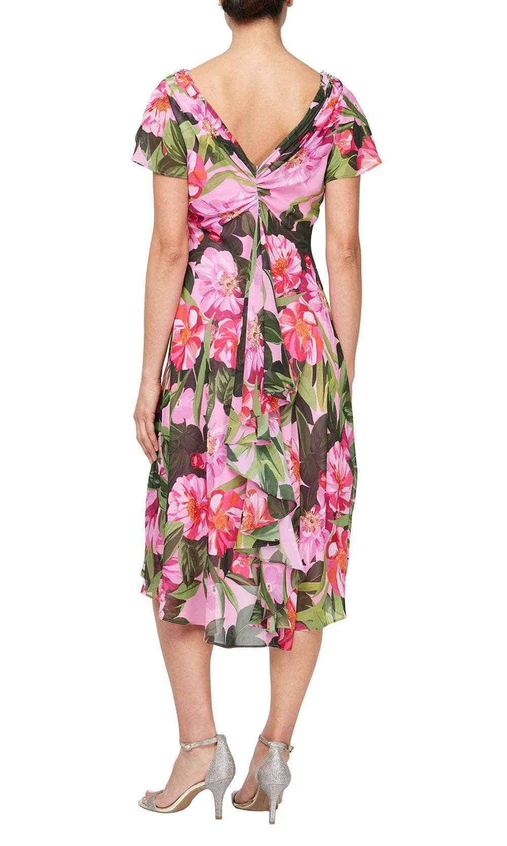 SLNY 9271950 - Tea Length Floral Dress