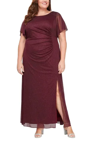 SLNY 9433233 - Ruched Glitter Evening Dress