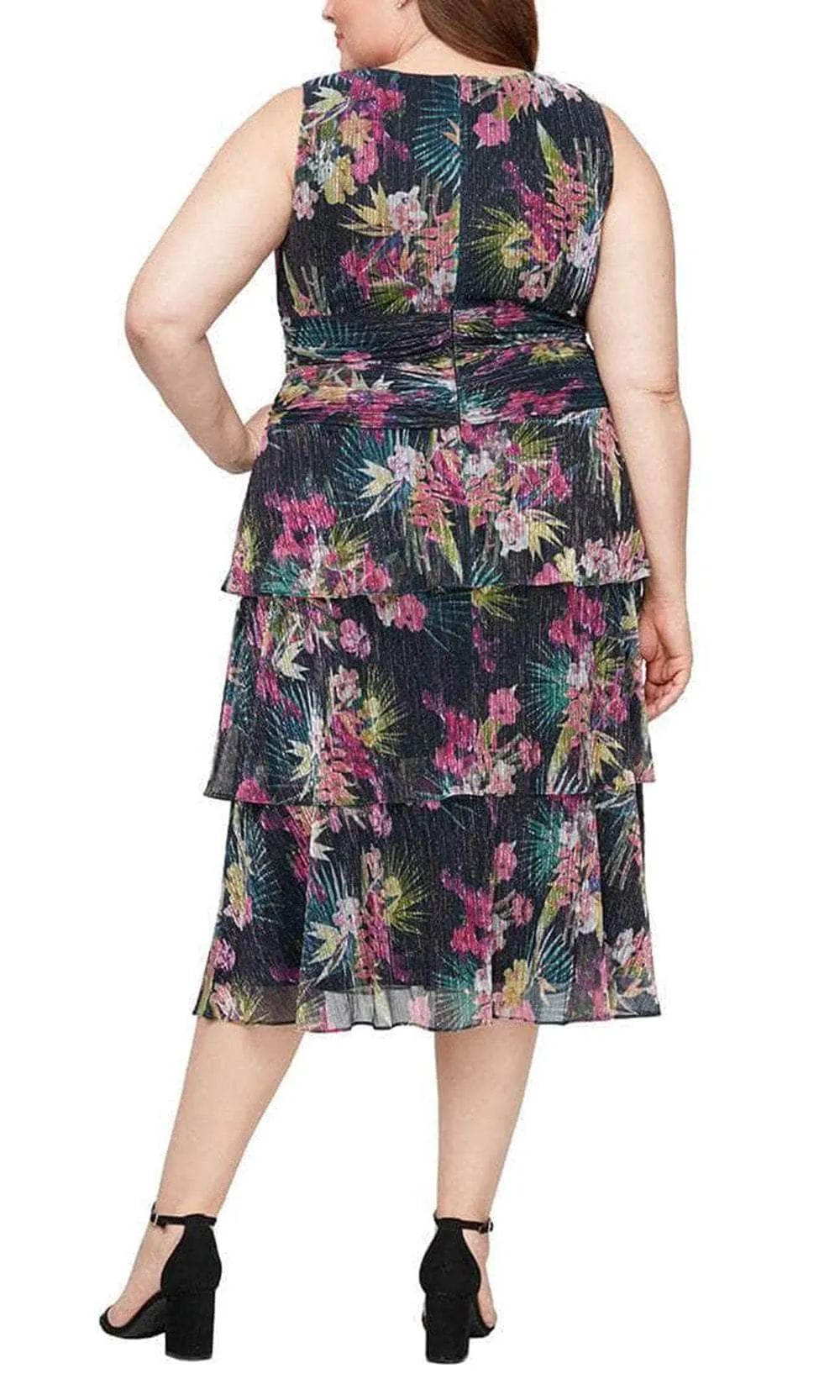 SLNY 9455220 - Floral Tiered Midi Dress