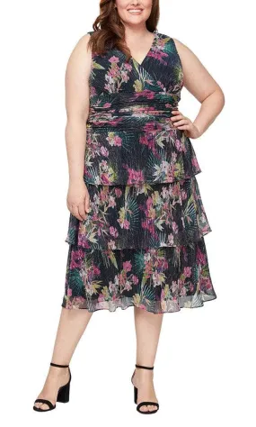 SLNY 9455220 - Floral Tiered Midi Dress