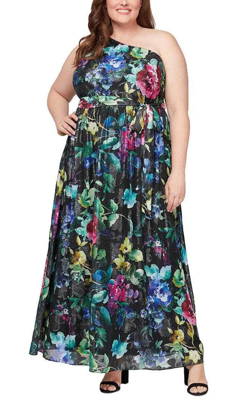 SLNY 9471928 - One Shoulder Floral Plus Dress