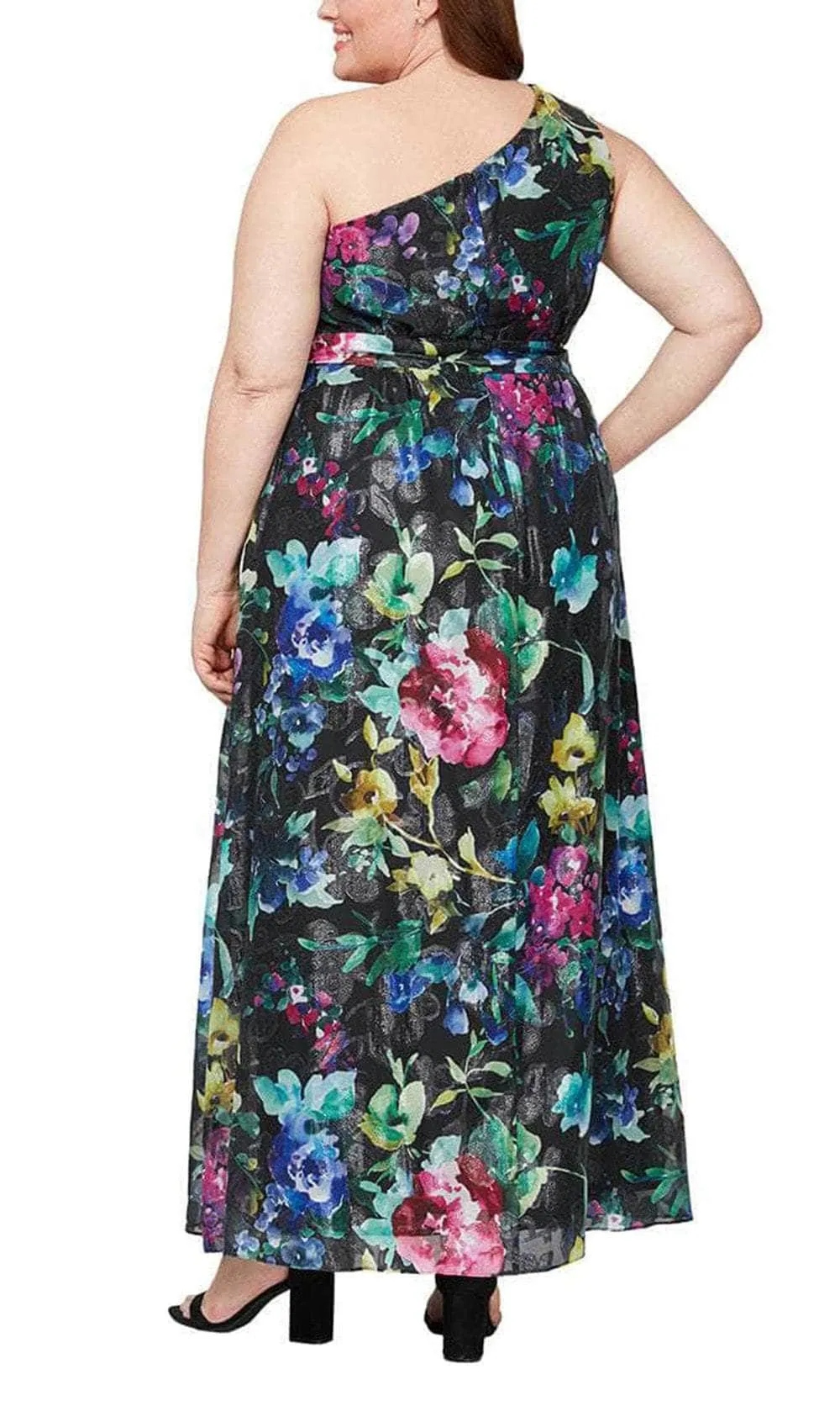 SLNY 9471928 - One Shoulder Floral Plus Dress