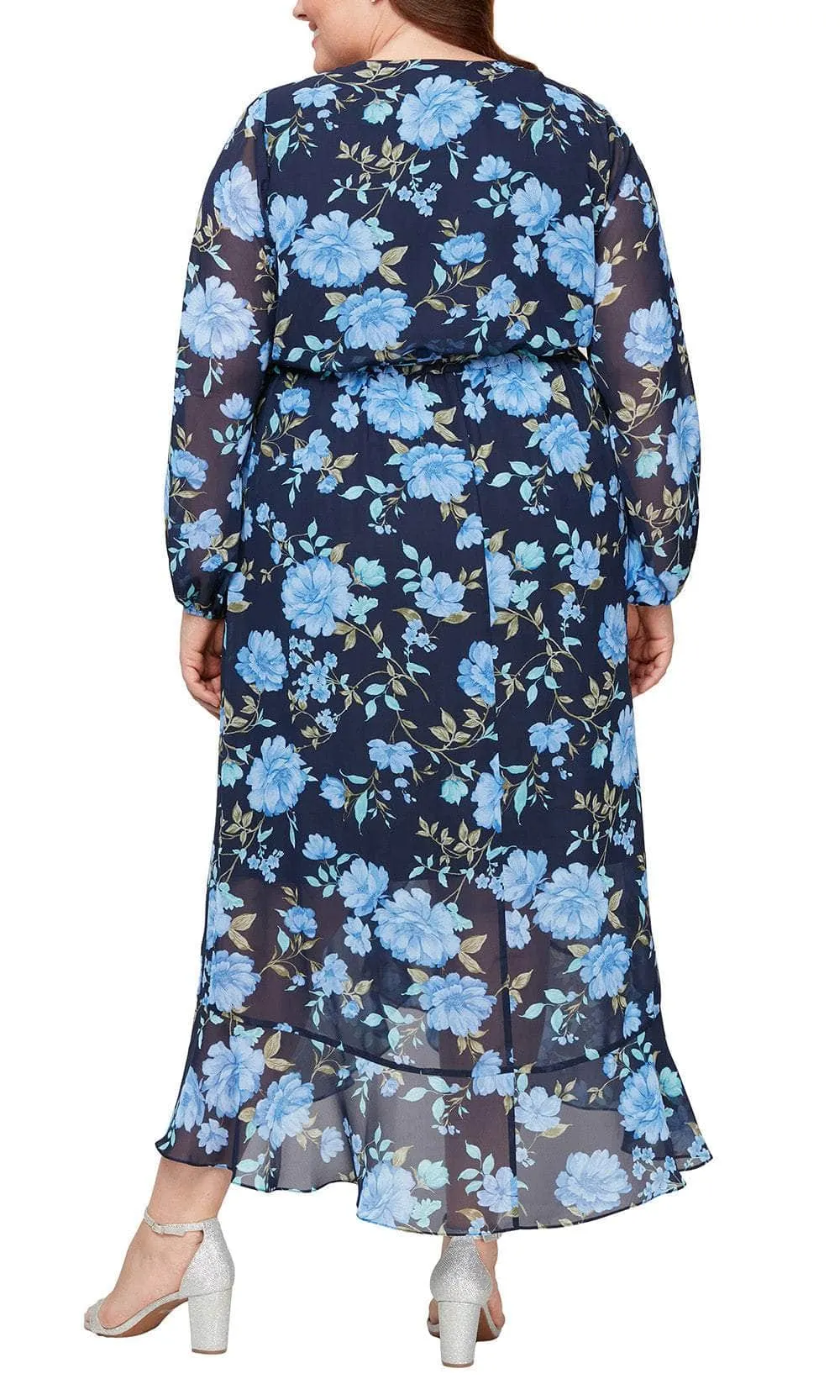 SLNY 9471942 - Bishop Sleeve Floral Dress