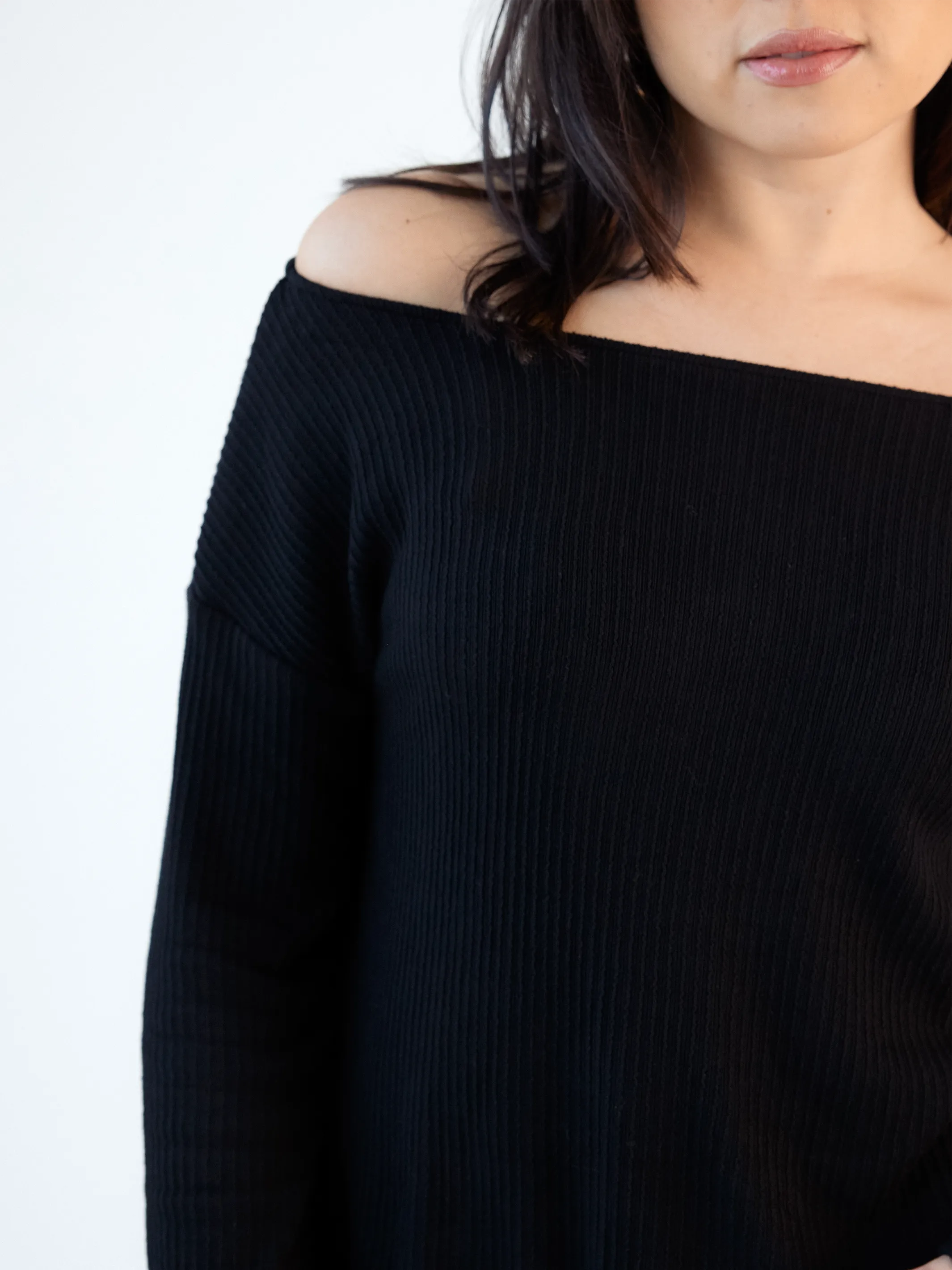 Soft Ribbed Long Sleeve Boat Neck Brami